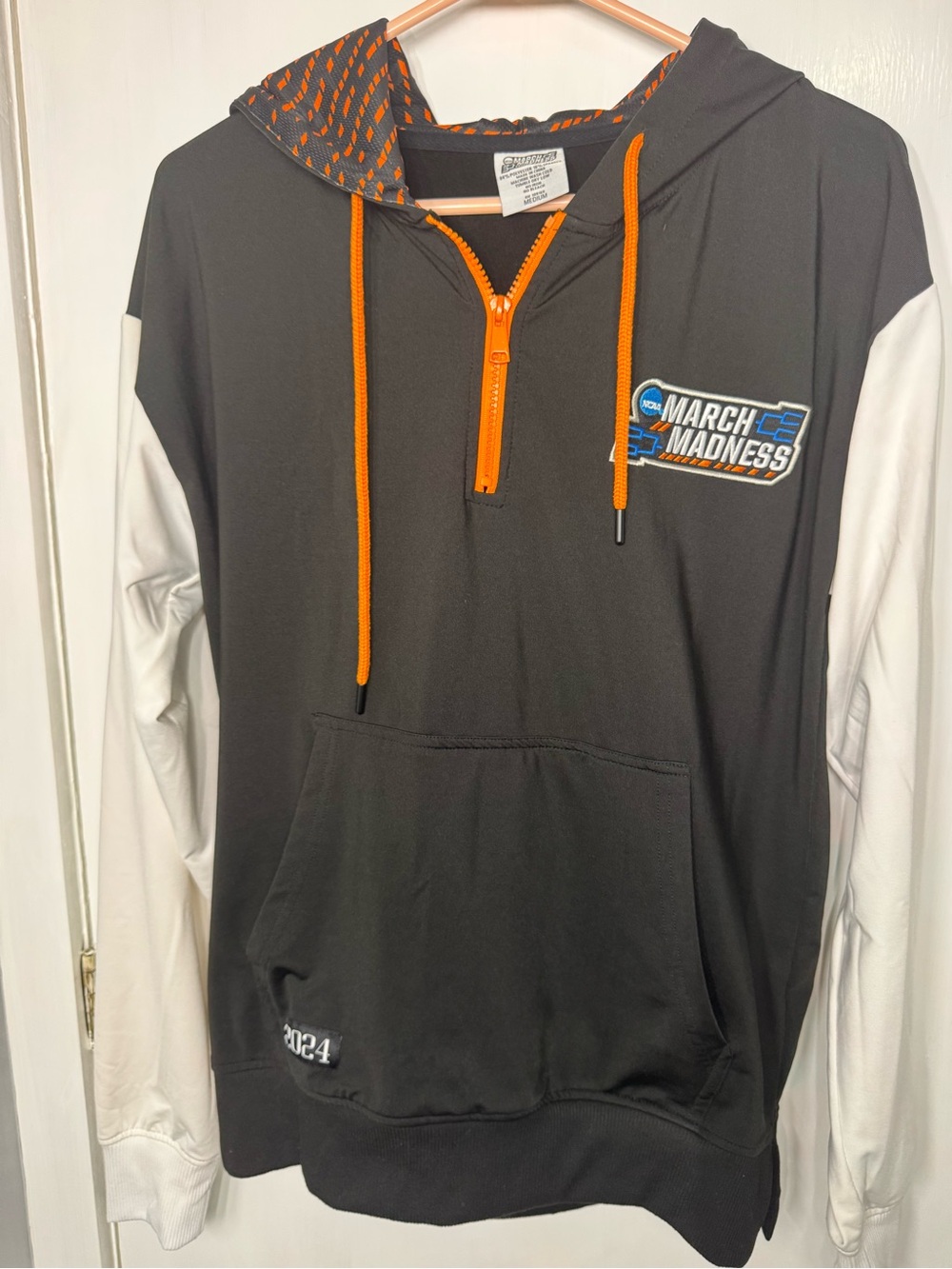 NCAA Black Hoodie with White Sleeves and Orange Accents - Picture 1 of 4